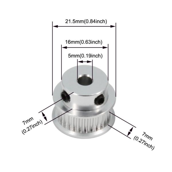 GT2 Timing Pulley Yeebyee Aluminum 30T 5mm Bore-1