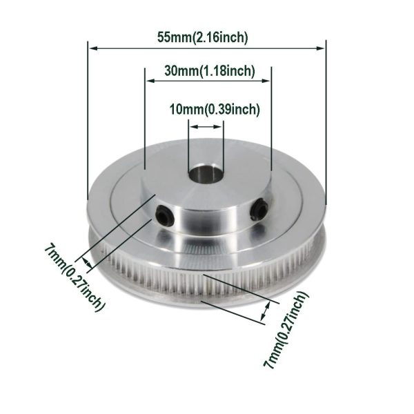 GT2 Timing Pulley 80T 10mm Bore Aluminum Yeebyee-2
