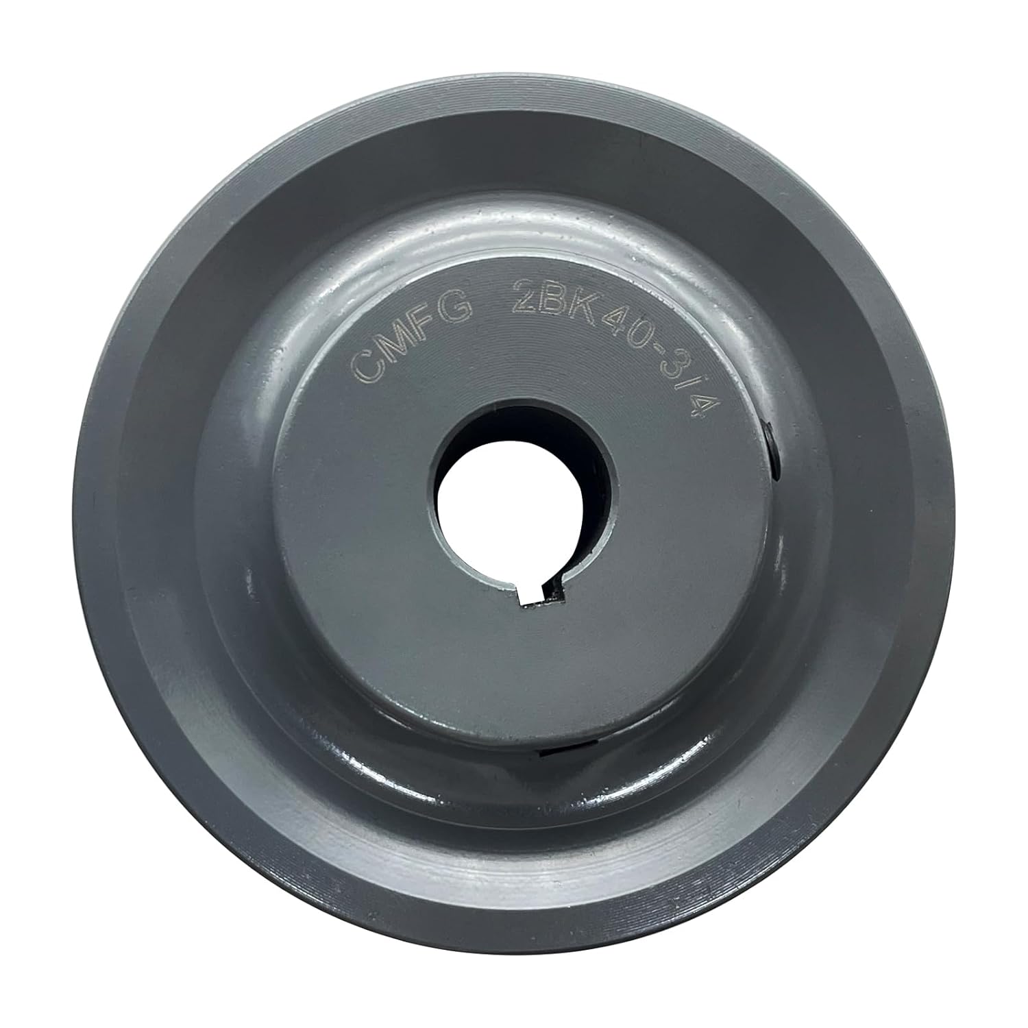 CMFG V-belt pulley showing cast iron construction and groove details