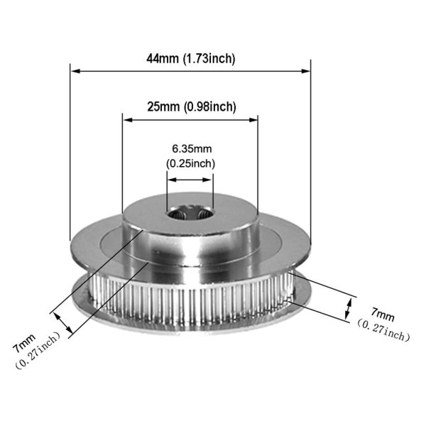 Yeebyee GT2 Timing Pulley Aluminum 60T 6.35mm Bore-1