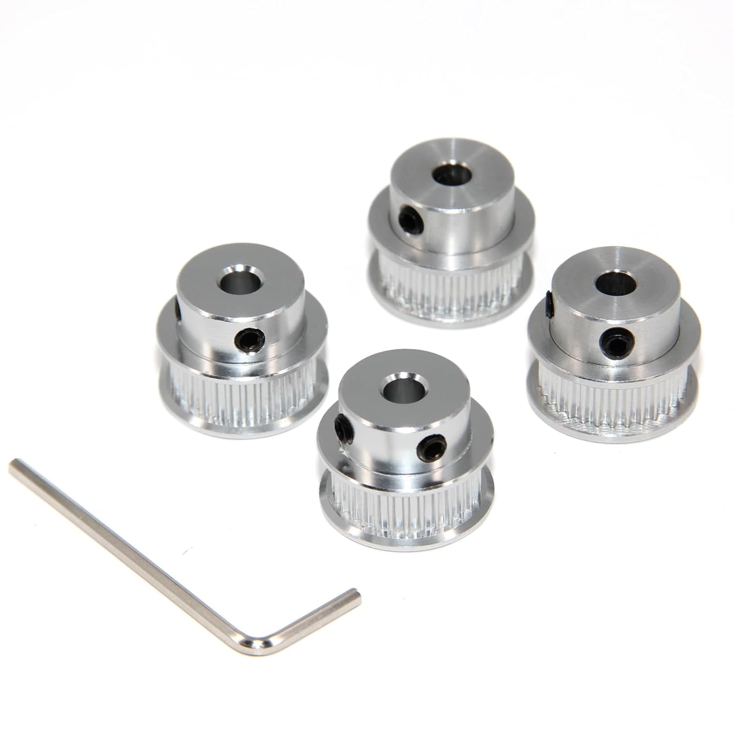 Installing GT2 Timing Pulley Yeebyee Aluminum 30T 5mm Bore on a wooden workbench