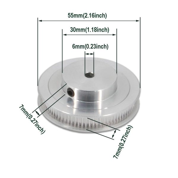 GT2 Timing Pulley Yeebyee Aluminum 80T 6mm Bore-1