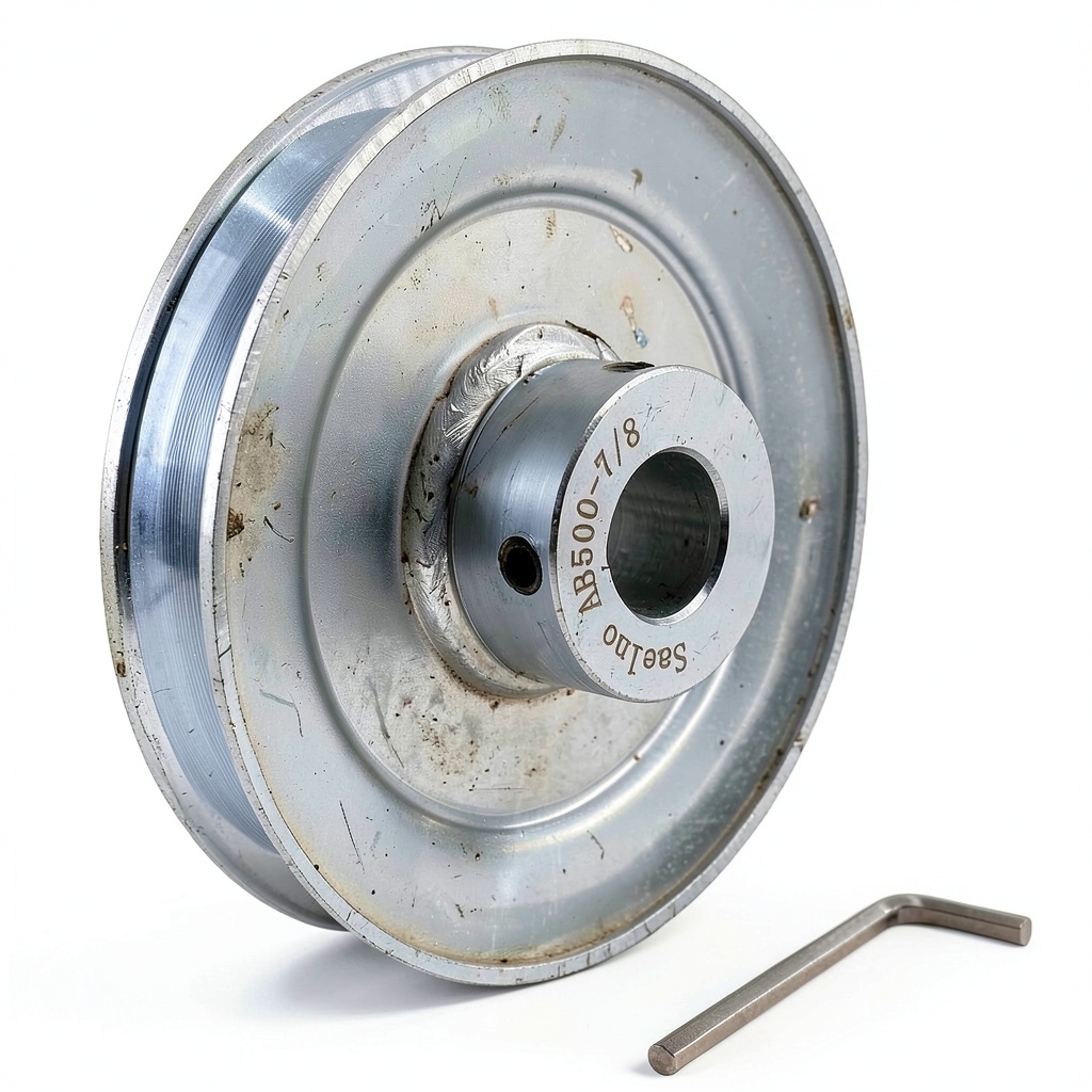 Saelno V-belt pulley mounted on a motor shaft