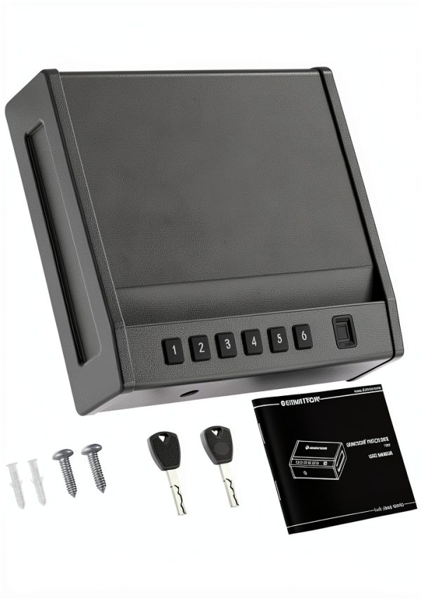 Grimtron Biometric Gun Safe for Handgun – 100 Fingerprints, Gray GM07-7