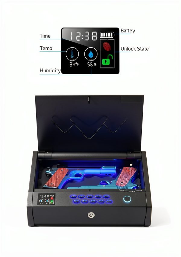 Gun Safe movgul Biometric LCD with Temp/Humidity Display, Black-1