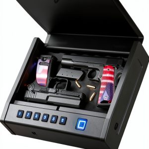 Grimtron Biometric Gun Safe for Handgun – 100 Fingerprints, Gray GM07-0