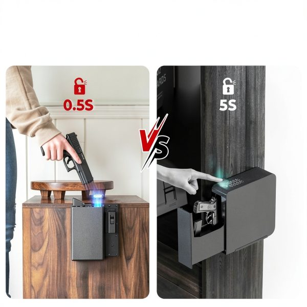 ONNAIS Biometric Pistol Gun Safe Black Steel GL-04 Quick Fingerprint-6